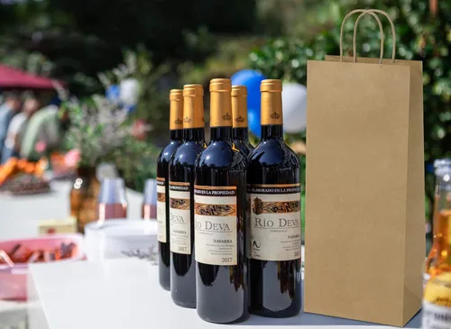 Miniatura 6 de Poever Bolsas de papel kraft para vino con asas de 5.25 x 3.25 x 13 pulgadas para botellas de bebidas alcohólicas de whisky, 25
