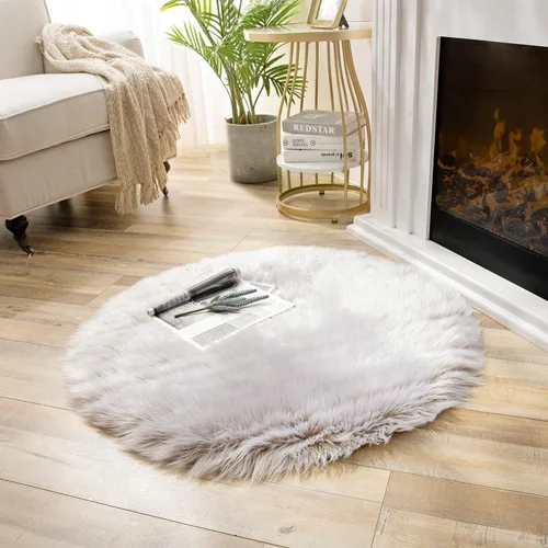 Miniatura 61 de Ashler Home Deco - Tapete de pelo sintético de oveja, mullido, suave, de 2 x 3 pies, lavable a máquina, dormitorio, habitación de los niños, sala