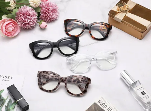 Miniatura 6 de ZUVGEES Paquete de 4 lentes de lectura bifocales retro de gran tamaño para hombres y mujeres, bloqueo de luz azul, lectores de computadora