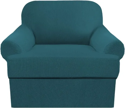Miniatura 36 de Juego de fundas para sillas con cojines en T de 2 piezas, funda de sofá elástica para sillones y sillas con cojines en T