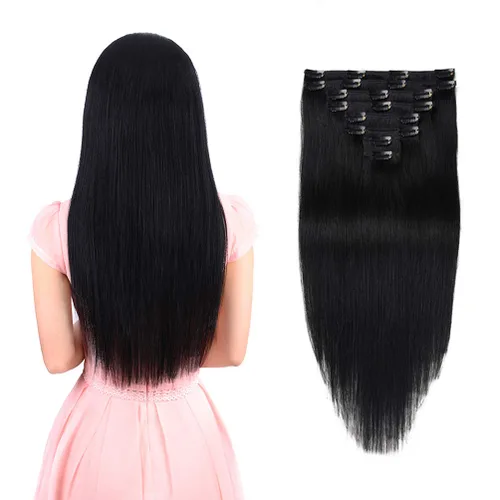 Miniatura 10 de Extensiones de cabello humano real con pinzas, 12 pulgadas, 2.89 oz, 8 piezas de extensiones de cabello Remy para mujer, color marrón medio