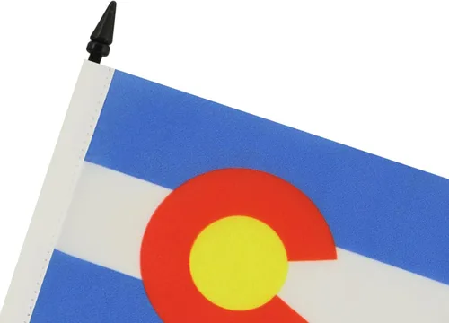 Miniatura 5 de Bandera de mesa de Colorado de 4 x 6 pulgadas, bandera de escritorio del estado de Colorado de EE. UU., 5.9 x 3.9 in, palo y base de plástico negro