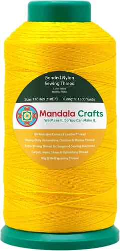 Miniatura 340 de Mandala Crafts - Hilo de nailon para coser cuero, tapicería, mezclilla y para trenzar el pelo; resistente, 1500 yardas, tamaño 69 T70 Marrón