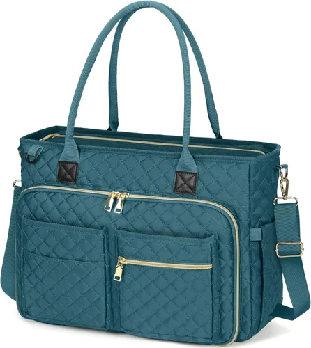 Miniatura 18 de RAINSMORE Bolsa de mano para profesores, bolsa de computadora portátil de 15.6 pulgadas para mujer, bolsas de trabajo, bolsa de enfermera, bolsa