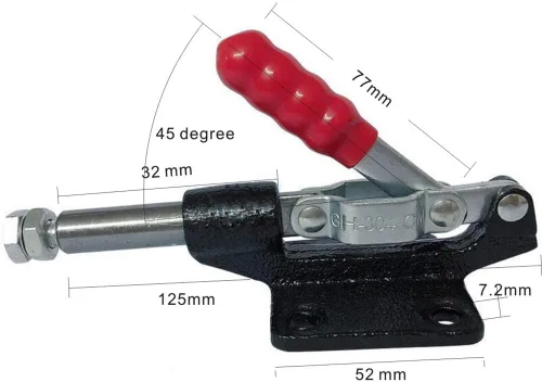 Miniatura 2 de Abrazadera de palanca de empuje, 500 libras de capacidad de retención de 1.260 in carrera del émbolo, abrazadera ajustable de liberación rápida