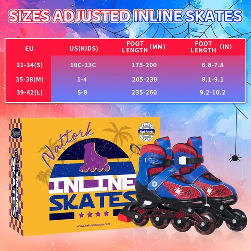 Miniatura 7 de Nattork Patines en línea ajustables para niños con ruedas de poliuretano flash, divertidos patines en línea con ruedas iluminadas, para edades de 4