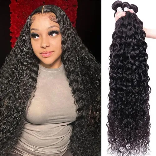 Miniatura 14 de Paquetes de cabello humano onda de agua 4 paquetes 10 12 14 16 pulgadas 10A brasileño virgen rizado profundo paquetes 100% sin procesar mojado