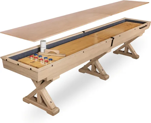 Miniatura 8 de 12 FT Solid Wood Shuffleboard Table, Comes in 2 6' Pieces Goes Around Stairs & Hallways