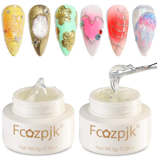 Fcozpjk Gel de efecto cromado 3D, gel de escultura semisólido que no se limpia para frotar polvo de uñas cromado, geles de pintura transparente,