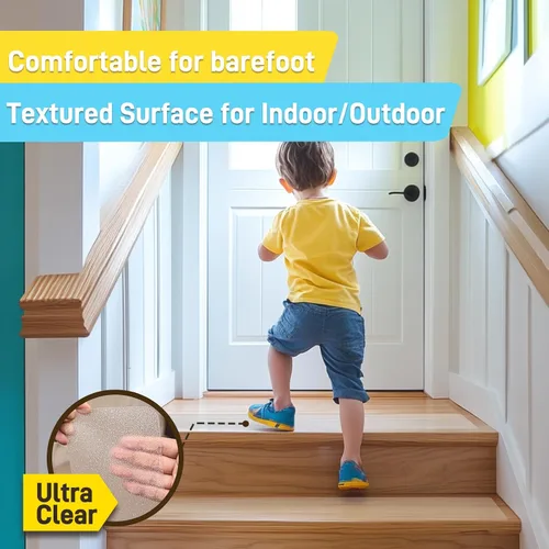 Miniatura 3 de LifeGrip - Cinta antideslizante para peldaños de escalera (15 unidades), antideslizante, transparente, para peldaños de madera en interiores
