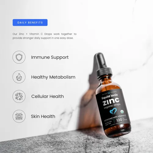 Miniatura 2 de NutraChamps Zinc líquido para niños y adultos, vegano, gotas de zinc iónico puro mejorado con vitamina C, suplementos para apoyo inmunológico