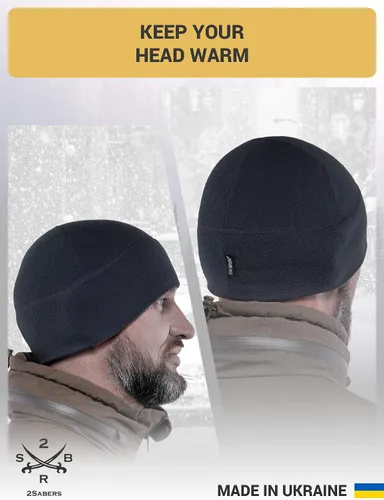 Miniatura 4 de 2SBR 2SABERS Gorro de vellón cálido de invierno - Gorro de cráneo para hombre, para clima frío al aire libre, negro