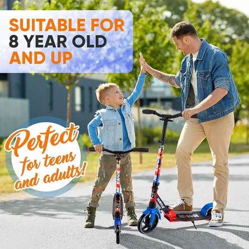 Miniatura 7 de Hurtle Renegade Kick Scooter for Kids, Teenagers & Adults - 2-Wheel Folding Scooter with Adjustable T-Bar Handlebar - Alloy Anti-Slip Deck Graffiti