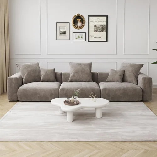 Miniatura 20 de JACH Sofás Seccionales de Pana para Sala de Estar, Sofá Seccional Modular con Otomanas Chaise, Fundas de Cojines Removibles, Sofá Cama Moderno