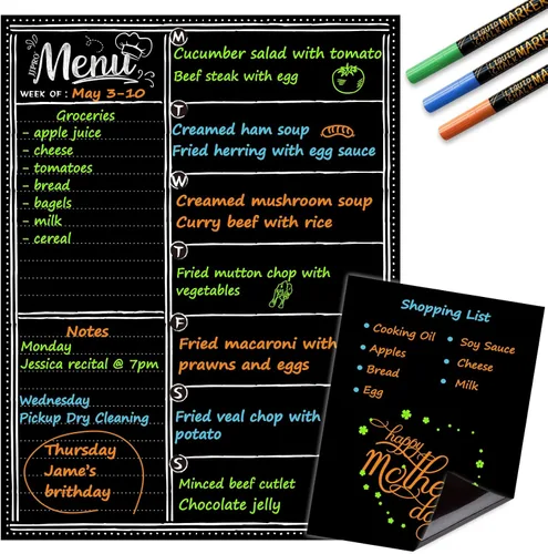 Miniatura 7 de JJPRO Tabla de tareas magnética de borrado en seco para nevera, pizarra de comportamiento para tiza para varios niños - Una tabla de tareas y dos