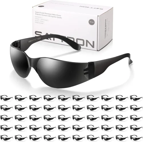 50 paquete de gafas de seguridad teñidas, gafas protectoras resistentes a arañazos e impactos, lentes oscuras para protección UV, gafas de sol de