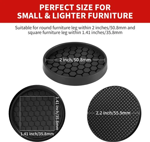 Miniatura 4 de Ezprotekt Almohadillas Antideslizantes para Muebles, 8 Piezas de 2" Copas de Ruedas de Goma, Posavasos Antideslizantes para Muebles en Pisos
