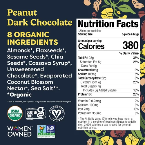 Miniatura 2 de Tosi Organic SuperBites Snacks veganos, 2.4 onzas (paquete de 12), sin gluten, Omega 3s, barras de proteína vegetal con lino y semillas de chía