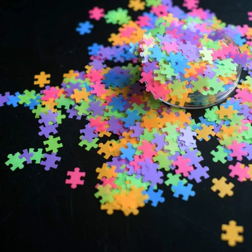 Miniatura 7 de Rompecabezas láser de 1.76 oz con purpurina para uñas, mezcla de colores, lentejuelas holográficas 3D, formas de paillettes ultrafinas