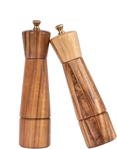 Miniatura 14 de Juego de molinillo de sal y pimienta con bandeja, molinillo de cerámica ajustable, molinillo de sal, molinillo de pimienta de acero inoxidable