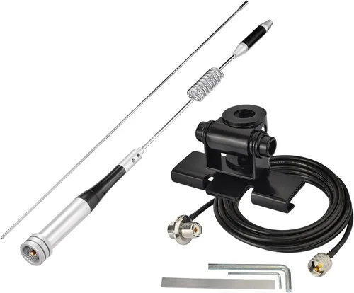 Miniatura 8 de Bingfu Antena de radio móvil de radioaficionado VHF UHF 136-174MHz 400-470MHz Radio aficionado Radio de dos vías Antena de radio con soporte fijo
