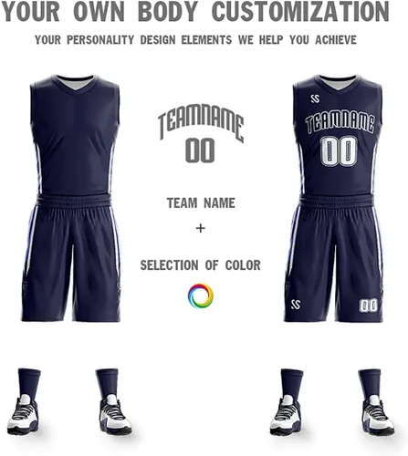 Miniatura 2 de Personaliza tu propio uniforme de baloncesto reversible, nombre y número personalizados para hombresmujeres y jóvenes, talla única