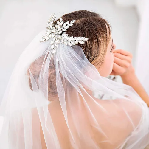 Miniatura 3 de BAROGIRL - Peine para velo de novia con diseño de velo de catedral de novia de 1 nivel diseño de diamantes de imitación de boda para novias 118 in