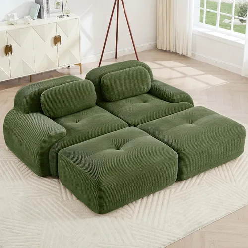 Miniatura 57 de Juego de sofás seccionales sin hueso de 117 pulgadas para sala de estar, modular en forma de L y sofá de 3 plazas con asiento profundo, almohadas