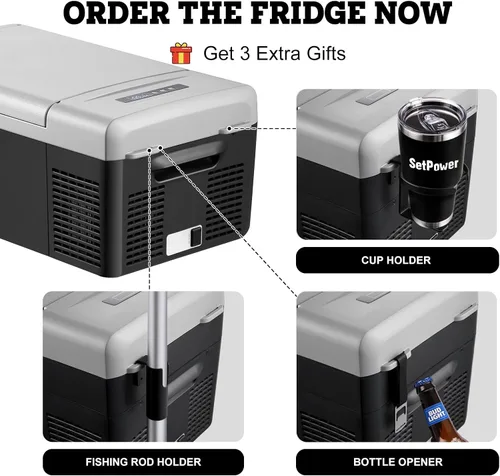 Miniatura 6 de Setpower FC15 Refrigerador Portátil Enfriador Eléctrico Con Adaptador AC, 15L/15.8QT Refrigerador de Carro de 12 Voltios, -4℉-68℉ Refrigerador