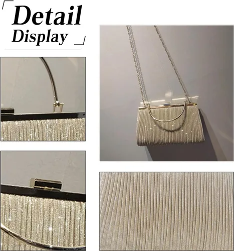 Miniatura 5 de Bolso de mano para mujer, con lentejuelas y brillantina, bolso encantador para novia, boda, elegante bolso cruzado