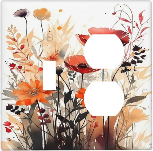 Miniatura 85 de Cubiertas Decorativas de Tomacorrientes Estilo Gótico Cuervo Flores Púrpuras 1 Gang Interruptor de Luz Simple Basculante Placa Cubierta Placas