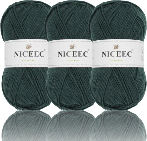 Miniatura 13 de NICEEC Hilo de algodón suave de 3 madejas, 5 capas, mezcla de algodón, suave y resistente, hilo para ganchillo y tejido, manualidades de bricolaje