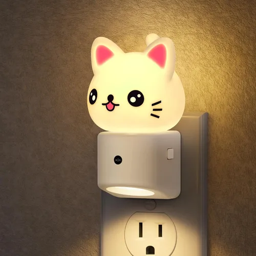 Miniatura 9 de Luces nocturnas de búho enchufables a la pared, bonita luz nocturna para niños, luz nocturna LED de 8 colores con sensor de atardecer a amanecer