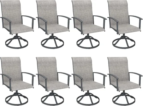 Miniatura 29 de VICLLAX Juego de 2 sillas de comedor giratorias para patio, sillas de exterior de tela de malla de textileno acolchada con reposabrazos para porche