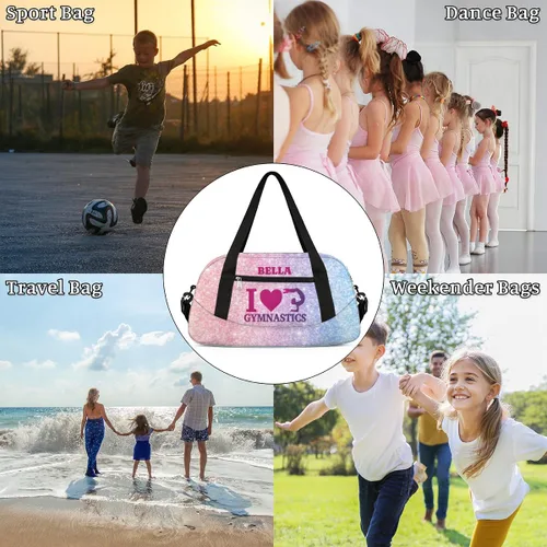 Miniatura 6 de Bolsa de baile personalizada para niña, bolsa de lona deportiva personalizada, bolsas de fin de semana, bolsa de viaje para gimnasia y teñido