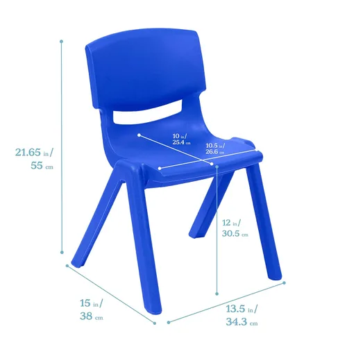 Miniatura 3 de ECR4Kids Silla Escolar Apilable de 12 Pulgadas de Plástico, Muebles para Aula, Azul, Paquete de 4