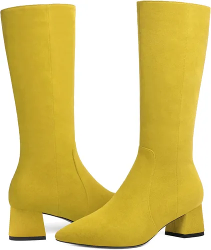 Miniatura 6 de MOVINSTEPS Botas de tacón bajo grueso con cremallera y puntera puntiaguda para mujer, de 2.0 in