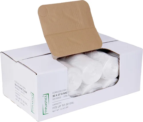 TYPLASTICS - Bolsas de basura transparentes con capacidad de 20-30 galones, de 30 x 37 pulgadas, bolsas de basura de alta densidad, caja de 500