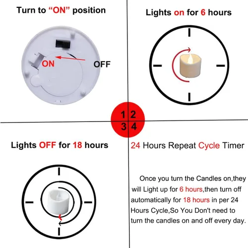 Miniatura 4 de Velas con luz de té LED sin llama con temporizador, 12 unidades, 6 horas de encendido y 18 horas de apagado en un ciclo de 24 horas, velas votivas a