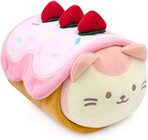 Miniatura 12 de Anirollz Kittiroll de peluche en atuendo de pastel enrollado – Animal de peluche kawaii con disfraz extraíble – Bonito juguete de peluche blando