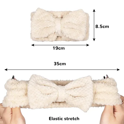 Miniatura 2 de Whaline Paquete de 6 diademas de spa con diseño de pelerina con lazo elástico para yoga, maquillaje, diadema suave y esponjosa, banda