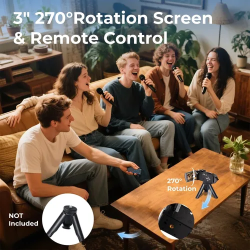 Miniatura 4 de Videocámara, Cámara de Video Vlogging para Youtubers con Zoom Digital 18X 64MP Pantalla de 3” 270° de Rotación Cámara 4k para Grabación de Video
