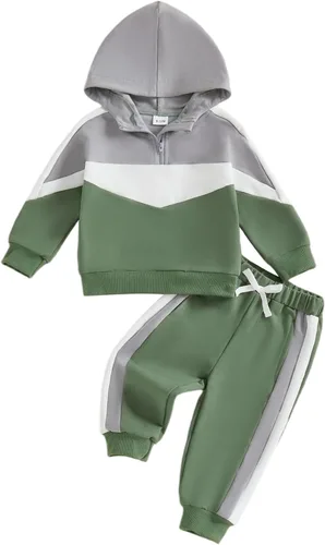 Miniatura 218 de Conjunto de ropa de otoño e invierno para bebé y niño, sudadera larga con capucha y pantalones para niños pequeños, 6, 12, 18, 24 meses, 2T