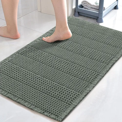 Miniatura 17 de H.VERSAILTEX Alfombra de baño de goma eva súper absorbente, alfombras de baño antideslizantes para piso de baño, alfombras de baño lavables a Crema
