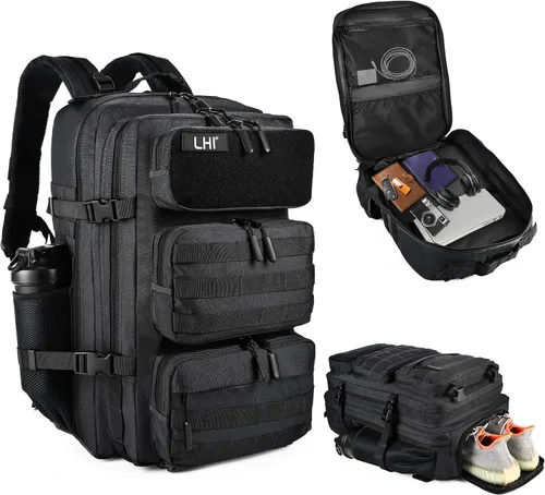 Miniatura 42 de LHI Mochila Militar Táctica para Hombres y Mujeres 25L/35L Mochila de Asalto del Ejército Bolsa Mochila Pequeña con Portabotellas