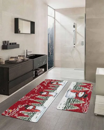 Miniatura 2 de Tapete de baño de muñeco de nieve para bañera, antideslizante, de secado rápido y absorbente, tierra de diatomeas, fregadero, dormitorio, cocina