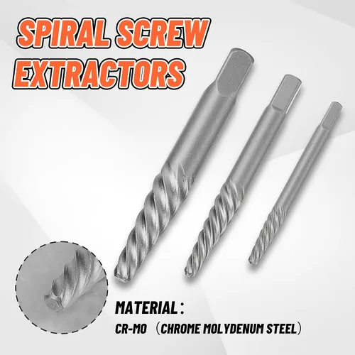 Miniatura 6 de Juego de 10 piezas de extractor de tornillos pelados, brocas de mano izquierda de acero Cr-Mo 35# y HSS 6542 Cobalto Kit de extracción