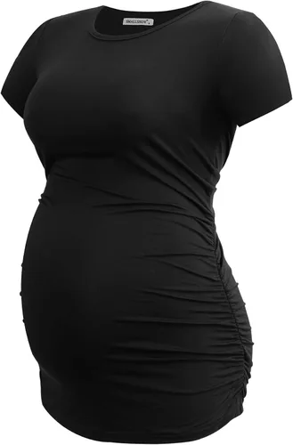 Miniatura 24 de Smallshow - Camiseta de maternidad para mujer, diseño de lados fruncidos, tipo túnica, prendas para el embarazo