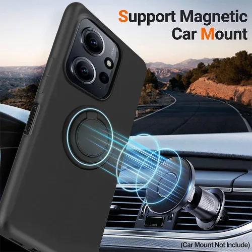 Miniatura 7 de Para Xiaomi Redmi Note 12 4G Caja Del Teléfono Con Protector De Pantalla De Vidrio, Soporte De Anillo Giratorio De 360 ° Kickstand/Stand Silicona