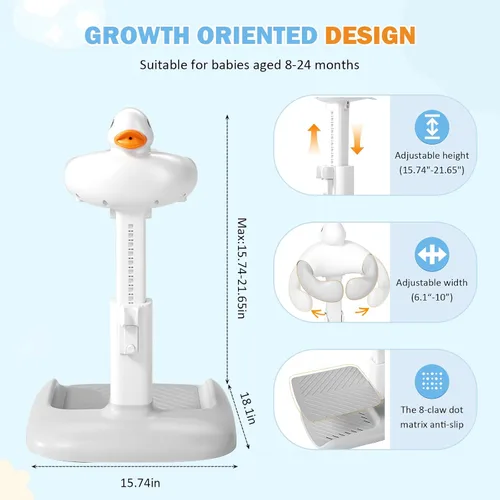 Miniatura 2 de Soporte de ducha de bebé de altura ajustable con base antideslizante, soporte de pie para ducha de baño, ayudante de baño portátil